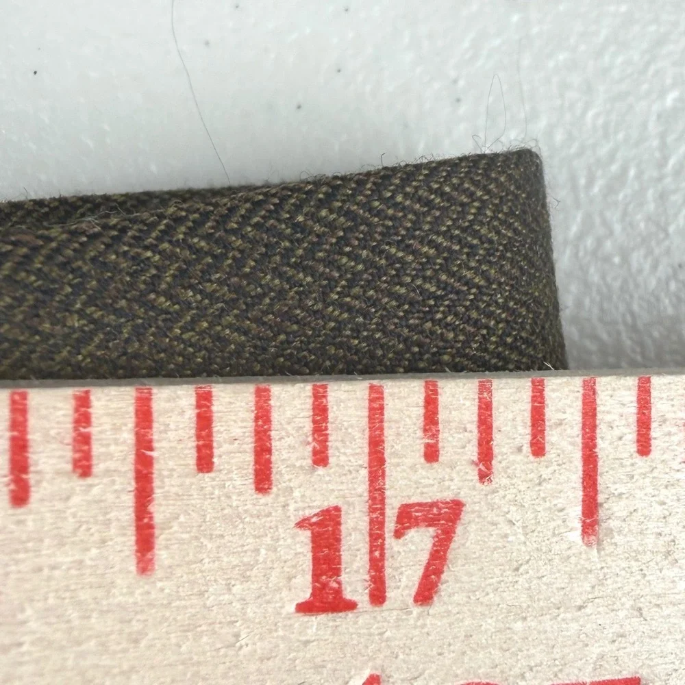 Hickey Freeman Collection Mens 36 Regular Olive Brown Herringbone Pleated Pants